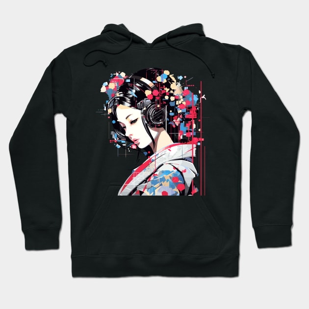 Japanese Woman Portrait Geisha Tradition Culture Abstract Hoodie by Cubebox